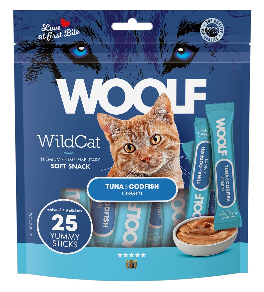 5209 - WOOLF WILDCAT  Cream 25 pcs - Tuna & Codfish 