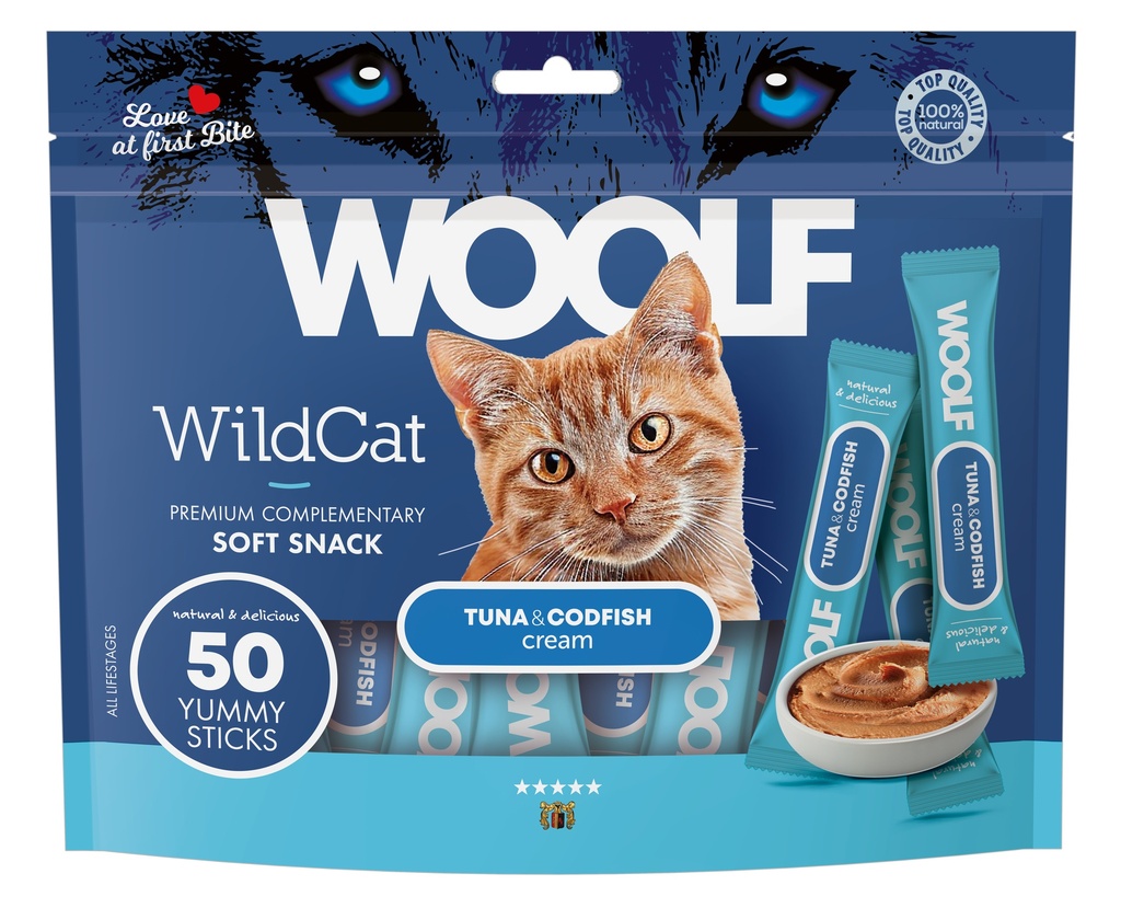 5214 - WOOLF WILDCAT  Cream 50 pcs - Tuna & Codfish  
