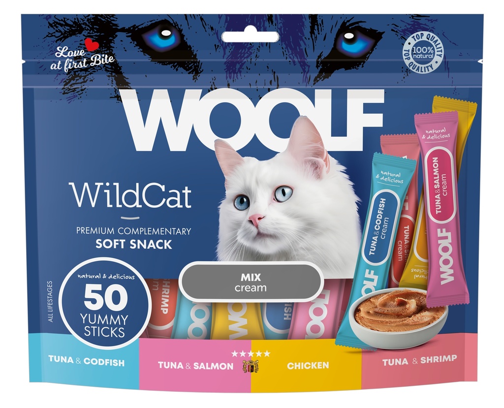 5218 - WOOLF WILDCAT  Cream 50 pcs - Mix flavour 