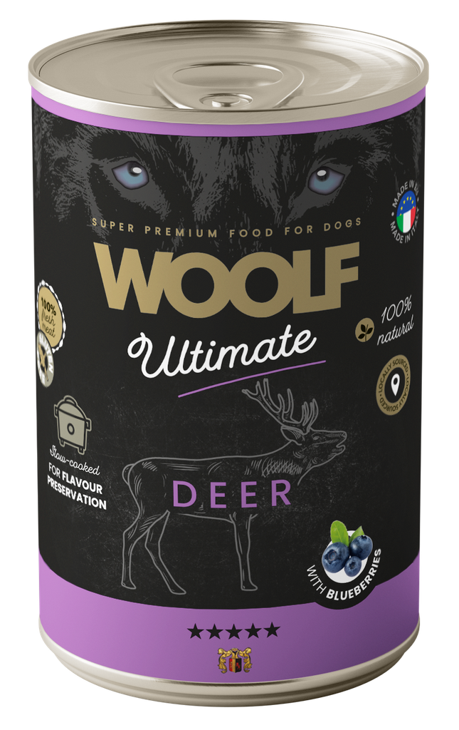 7001 - WOOLF ULTIMATE CANNED DOGFOOD - Deer with Blueberries