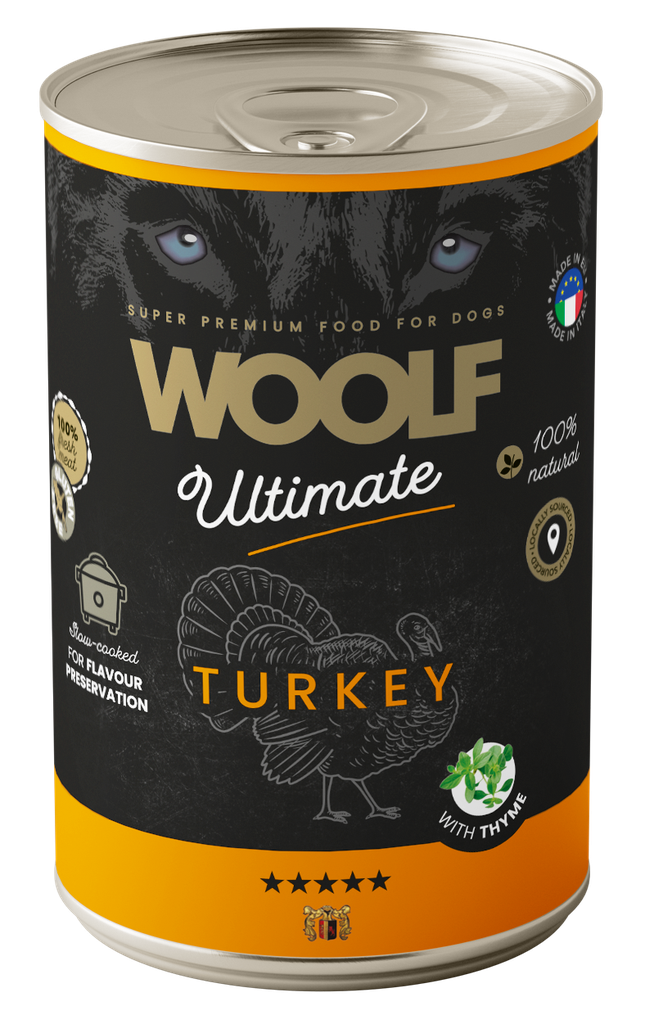 7004 - WOOLF ULTIMATE CANNED DOGFOOD - Turkey with Thyme