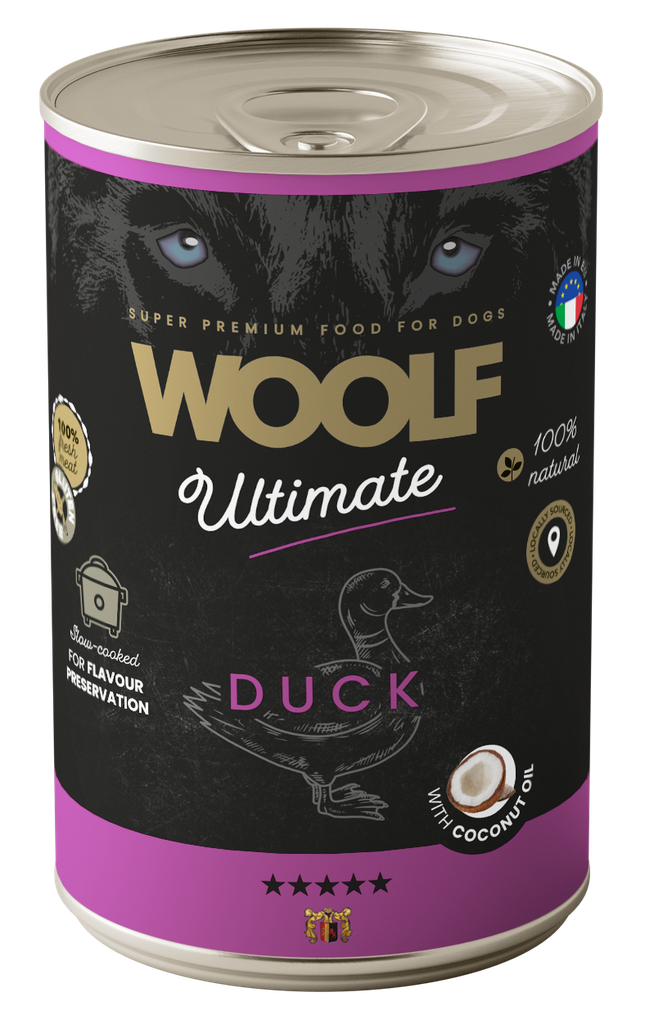 7008 - WOOLF ULTIMATE CANNED DOGFOOD - Duck with Coconut oil