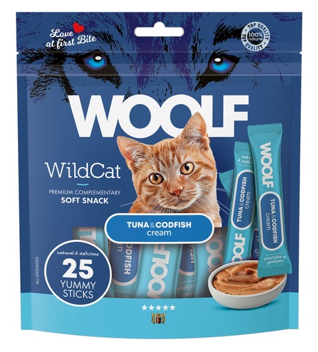 [5209] 5209 - WOOLF WILDCAT  Cream 25 pcs - Tuna & Codfish 
