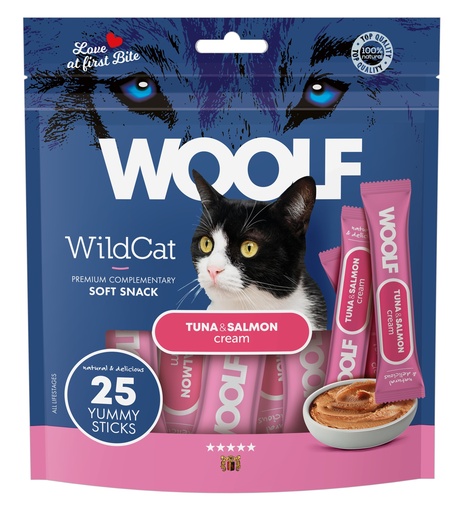 [5210] 5210 - WOOLF WILDCAT  Cream 25 pcs - Tuna & Salmon 