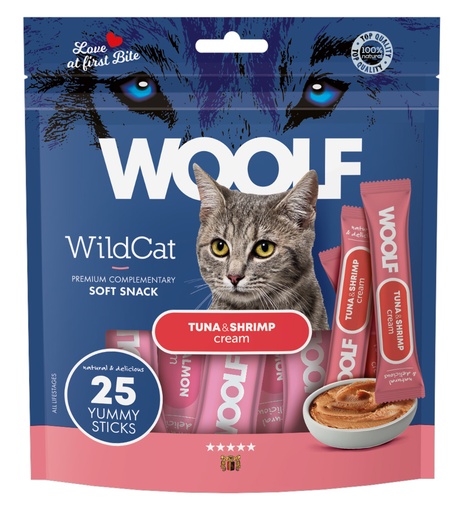 [5212] 5212- WOOLF WILDCAT  Cream 25 pcs - Tuna & Schrimp 