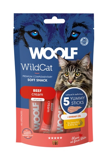 [5201] 5201 - WOOLF WILDCAT  Cream 5 pcs - Beef + shrimp oil 